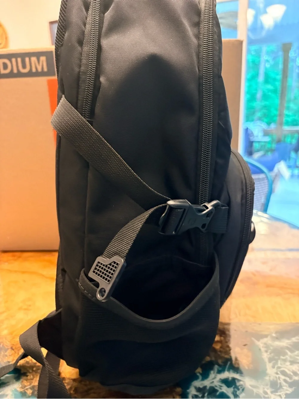 Black Travel Backpack with Multiple Pockets - Picture 3 of 6